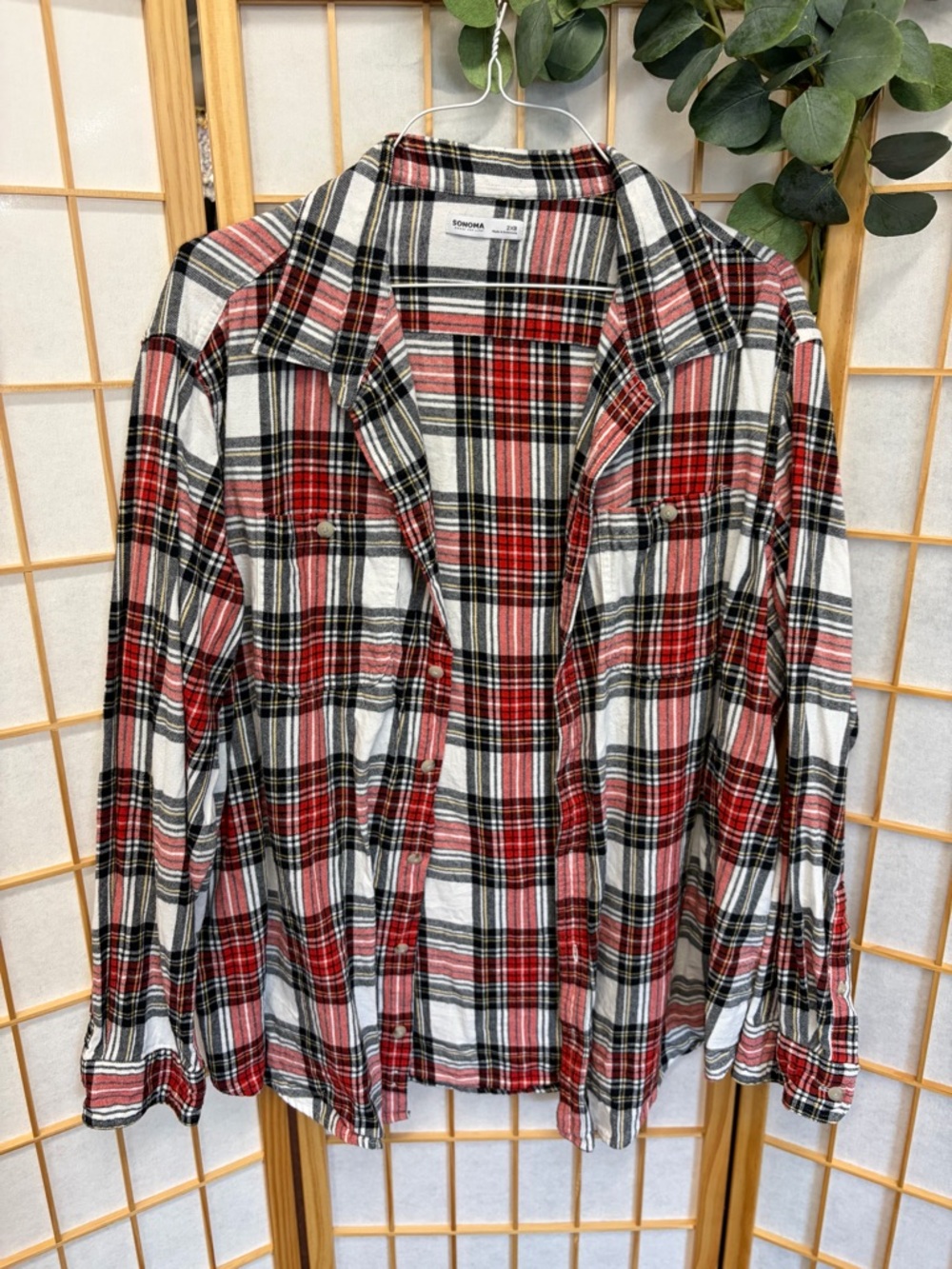 Sonoma Red, Black & White Plaid Shirt